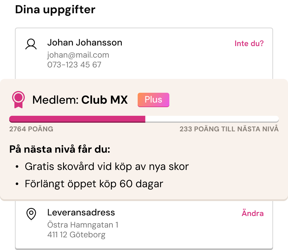 Illustration av ett kundkort med medlemsstatus i kassan